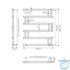 Полотенцесушитель электрический Indigo Muza (с таймером) 50х60 оружейная сталь (с возможностью скрытого подключения, подключение R)