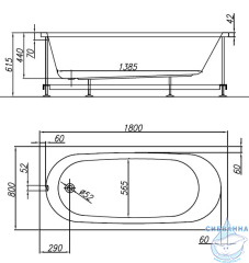 Акриловая ванна Kolpa San Quat Tamia 180х80 с каркасом