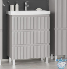 Тумба напольная Brevita Victory 70 серый с раковиной Dreja Luxury 70