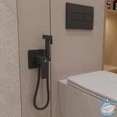 Встраиваемый смеситель с гигиеническим душем Oliveeka D-Line OL-829003-MB (черный матовый)