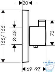 Встраиваемый смеситель для душа Hansgrohe Select Highflow 15760140  (шлифованная бронза)