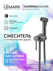 Встраиваемый смеситель с гигиеническим душем Lemark Калина LMF-2118S-GM (графит)