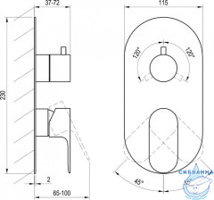 Встраиваемый смеситель для ванны Ravak Eleganta X070334 (графит)