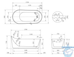 Акриловая ванна Abber 170х80 AB9445MW