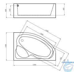 Акриовая ванна Gemy G9009 B R 150х100 с гидромассажем