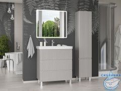 Тумба напольная Brevita Victory 80 серый с раковиной Dreja Luxury 80