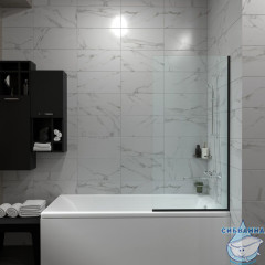 Шторка для ванны Тритон Статик 50х140 профиль черный, стекло прозрачное