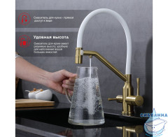 Смеситель для кухни Raglo R81.62.03 (белый/сатин золотой)