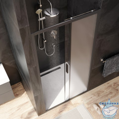 Дверь в нишу AM.PM Gem W90G-100-1-195BM 100 см профиль черный, стекло матовое