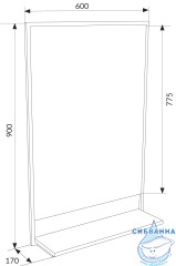 Зеркало 1Marka Grunge Loft 60  см, черный матовый