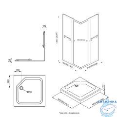 Душевое ограждение Тритон Вента 90x90 профиль хром, стекло прозрачное Щ0000049616 (с поддоном)