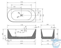 Акриловая ванна ABBER AB9329-1.7 R 170х80 с каркасом
