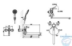 Cмеситель для ванны с душевым гарнитуром Bravat Slim F6332366CP-01L-RUS (хром)