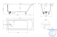 Ванна из искусственного камня Salini Cascata Kit 170x70 (материал S-Stone, белый матовый)