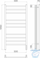 Полотенцесушитель электрический Terminus Ватикан П10 50х105 (подключение универсальное)(нержавеющая сталь)