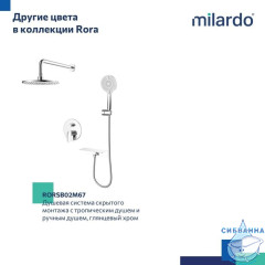 Душевая система скрытого монтажа с тропическим душем и ручным душем, черный матовый, Rora, Milardo, RORBL02M67