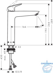 Смеситель для раковины Hansgrohe Logis 71091000 (без донного клапана)