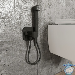 Встраиваемый смеситель с гигиеническим душем Iddis Spring 004BLS0i08 (черный матовый)