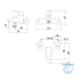 Смеситель для ванны Lemark Pramen LM3314C с аксессуарами (хром)