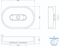 Раковина на столешницу 60 см Malinkin Design London