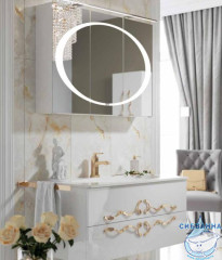 Тумба подвесная Aqwella Clarberg Due Amanti 100 DUE0110W белый, ручки золото с раковиной Elegance 100