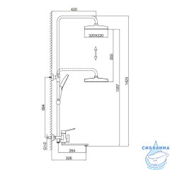 Душевая система Frap F2461-3 320 1 режим (сатин золотой)