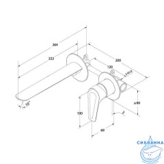 Встраиваемый смеситель для умывальника, глянцевый хром, Dale, Milardo, DALSB00M65