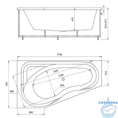 Акриловая ванна Aquatek Медея L 170х95 с каркасом