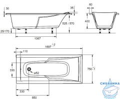 Ванна акриловая Jacob Delafon Corvette 3 170х75 E60901-00