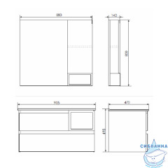 Тумба подвесная Comforty Турин 90L дуб бежевый с раковиной 9090EL