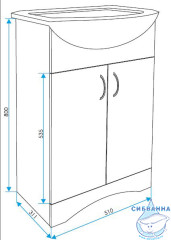 Тумба напольная 1Marka Уют 50Н (2 дверки) с раковиной Уют 50 белый