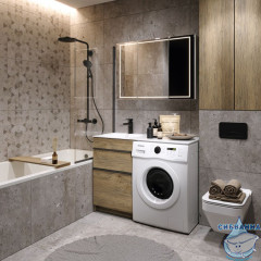 Тумба напольная Aqwella Terra 54 дуб балтийский с раковиной Forma 115 L