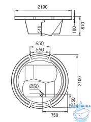 Акриовая ванна Gemy G9060 B 210х210 с гидромассажем