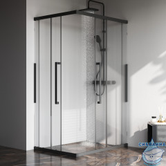 Душевое ограждение AM.PM Func 120x90 W84G-403-12090-BТ профиль черный, стекло прозрачное (без поддона)