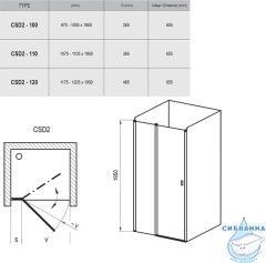 Дверь в нишу Ravak Chrome CSD2-100 см профиль белый