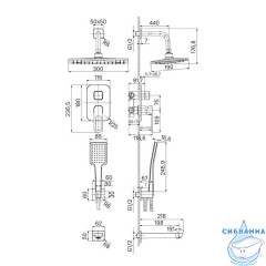 Душевая система с тропическим душем, ручным душем и изливом, черный матовый, Slide, IDDIS, SLIBL03i68