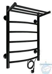 Полотенцесушитель электрический Санприз Классик П16 40х60 с полкой (черный матовый) (подключение универсальное)