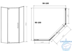 Душевое ограждение Vincea Слим-н 100x100 профиль черный, стекло прозрачное VSP-4SN100CLB