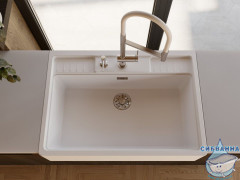 Смеситель для кухни Omoikiri Kanto-2 4994450 (нержавеющая сталь/белый)