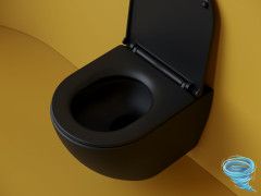 Унитаз подвесной безободковый, смыв торнадо Ceramicanova Metropol Rimless CN4002TMB с сиденьем быстросъемным Soft Close (микролифт)