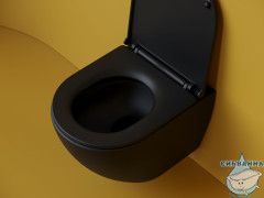 Унитаз подвесной безободковый, смыв торнадо Ceramicanova Metropol Rimless CN4002TMB с сиденьем быстросъемным Soft Close (микролифт)