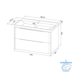 Тумба с умывальником, подвесная, 100 см, белый, Cloud X, IDDIS, CLX10W0i95K подходит умыв. 0171000i28