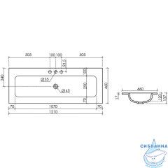 Раковина встраиваемая 121 см Ceramicanova Grace CN7024