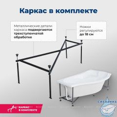 Акриловая ванна Aquanet Palma 170x100 R с каркасом