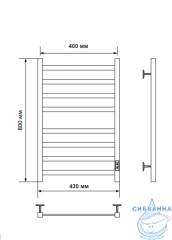 Полотенцесушитель электрический Санприз Контур П8 40Х80 U (хром) (подключение универсальное)