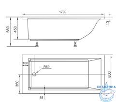 Ванна из литьевого мрамора New Line Sanitary Элеон на ножках 170х80