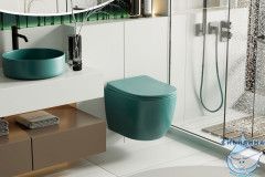 Унитаз подвесной безободковый Abber Bequem AC1101MBG сиденьем Soft Close (микролифт) (зеленый матовый)