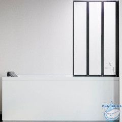 Шторка для ванны Veconi Palau 120x150 профиль черный, стекло прозрачное PL73BR-120-01-19C4