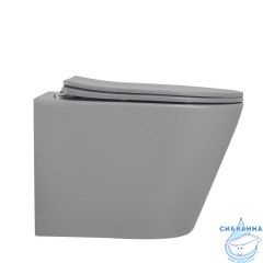 Унитаз подвесной безободковый Abber Bequem AC1102MG  с сиденьем Soft Close (микролифт) (серый матовый)