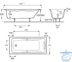 Акриловая ванна Jacob Delafon Odeon Up 170х70 с каркасом